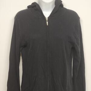 Sweet N' Kool Outfitters Hoodie Womens L Black Bedazzled Rhinestone Zip Up Goth